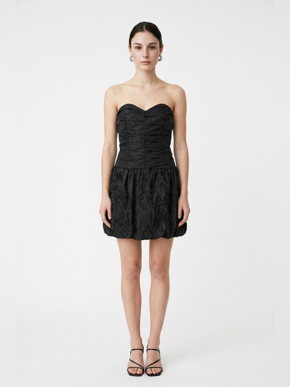 90s bubble hem strapless dress